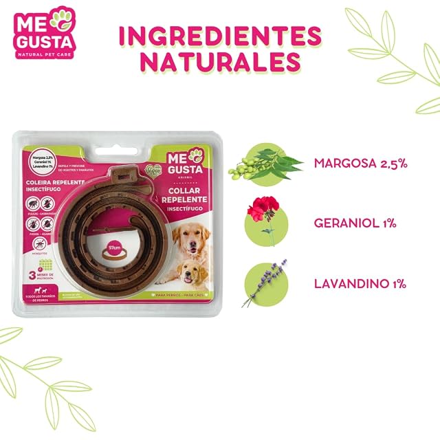 Foto 3 de 5 de ME Gusta Collar Repelente para Perros con 3 Activos Naturales Margosa, Geraniol Y Lavandino