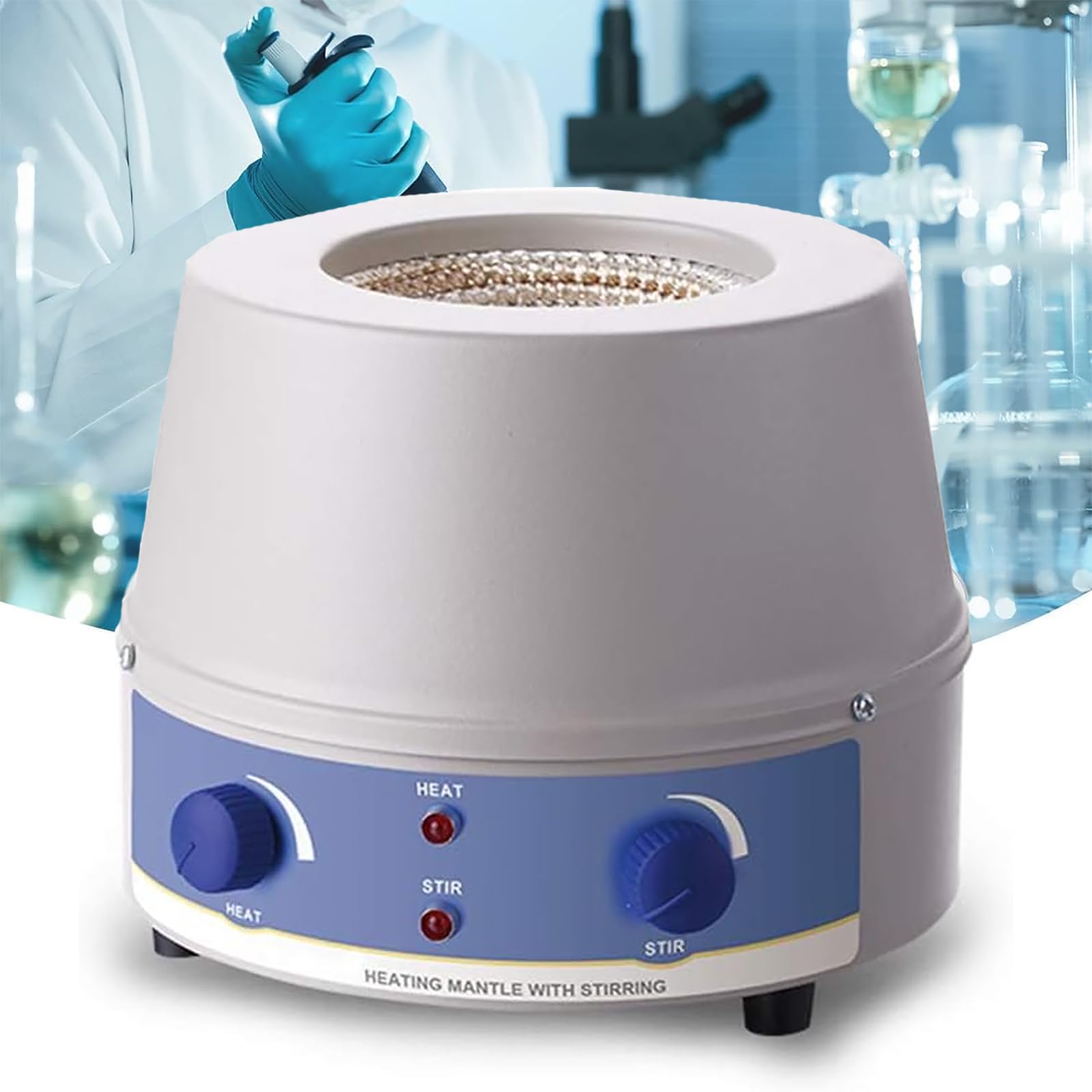 Manto Calefactor con Agitador Magnético, Agitador De Laboratorio con Varilla Agitadora, Calentamiento: Temperatura Ambiente ~380 ℃/Capacidad 100 Ml, 250 Ml, 500 Ml, para Laboratorio
