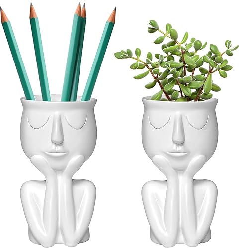 Miniatura 3 de Maceta de resina con forma de persona, maceta de 6 pulgadas, pequeños jarrones de flores en forma de humano, macetas para suculentas, decoración de