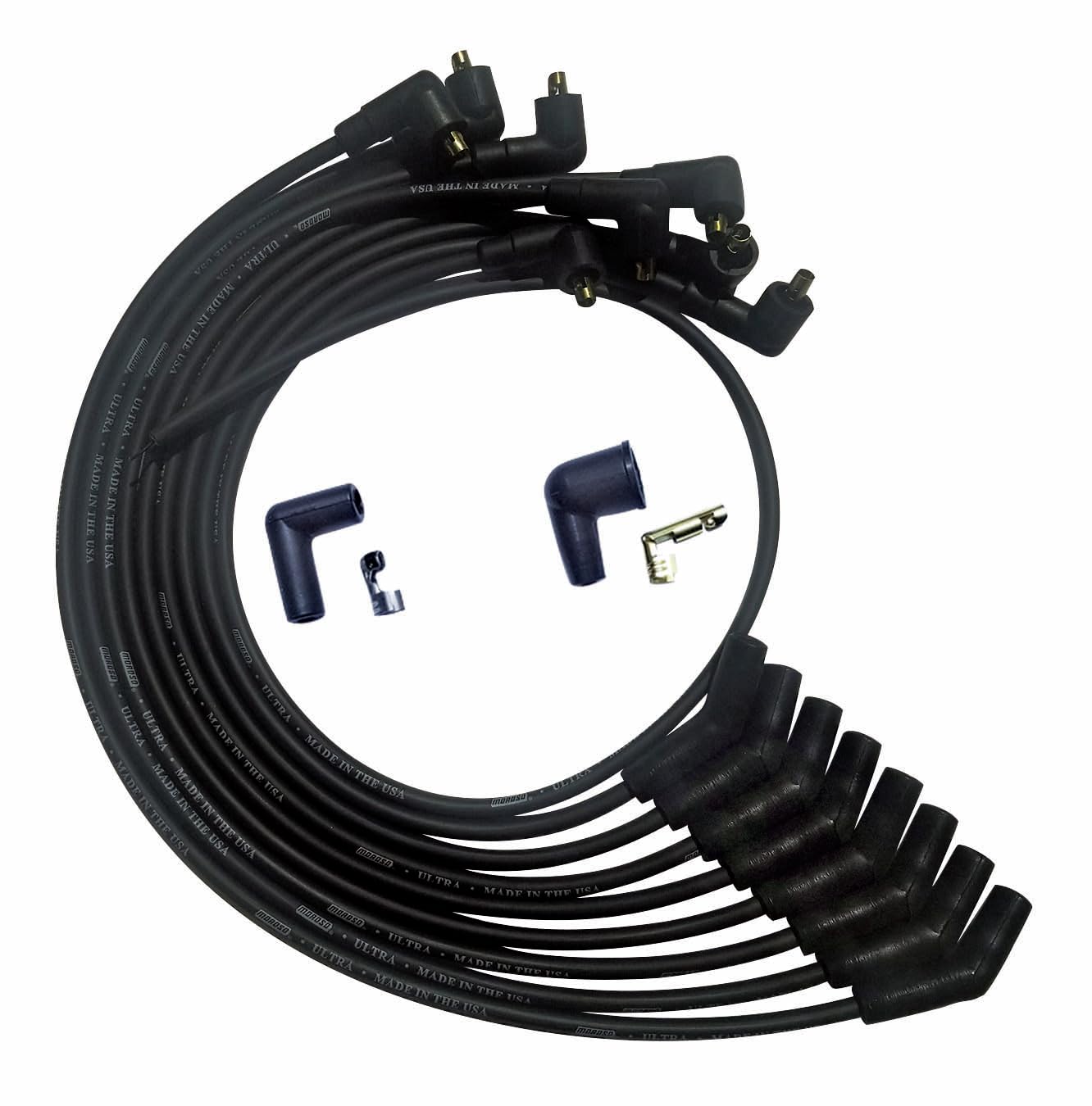 Moroso 51071 Ultra Series Black Spark Plug Wires, Ford 260/289/302, 135 Degree Plug Ends, Non HEI Distributor