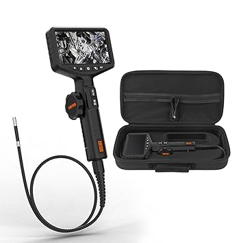 Borescope Camera with Light Two-Way 210 Articulating Borescope 5-inch IPS Screen Boroscope 0.25in Inspection Camera Scope Waterproof Borescopes Automotive Endoscope Camera with 3.3ft Cable, 8G Card
