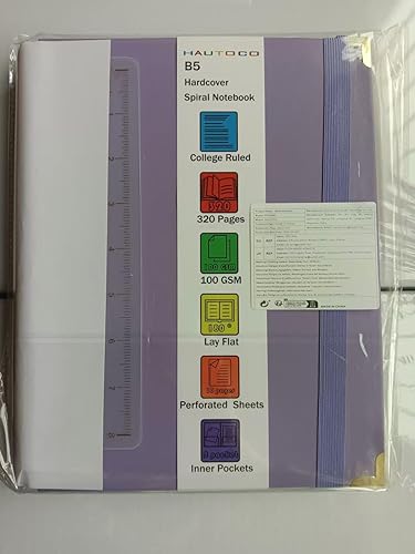 Miniatura 9 de HAUTOCO Cuaderno de espiral con rayas universitarias B5 encuadernado en espiral, 320 páginas, cuadernos de tapa dura con pestañas, papel de 3.53
