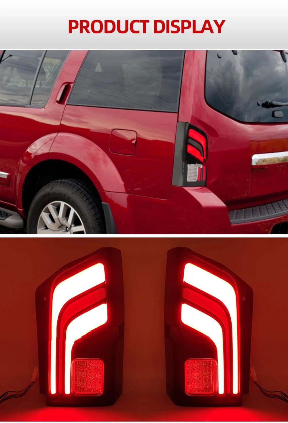 Piloto Trasero para Nissan para Pathfinder R51 2004-2010 2011 2012 2013 Luces Led Señal Giro Freno Lámpara Antiniebla Luz Trasera Coche Luces Cola (Color : A Pair)