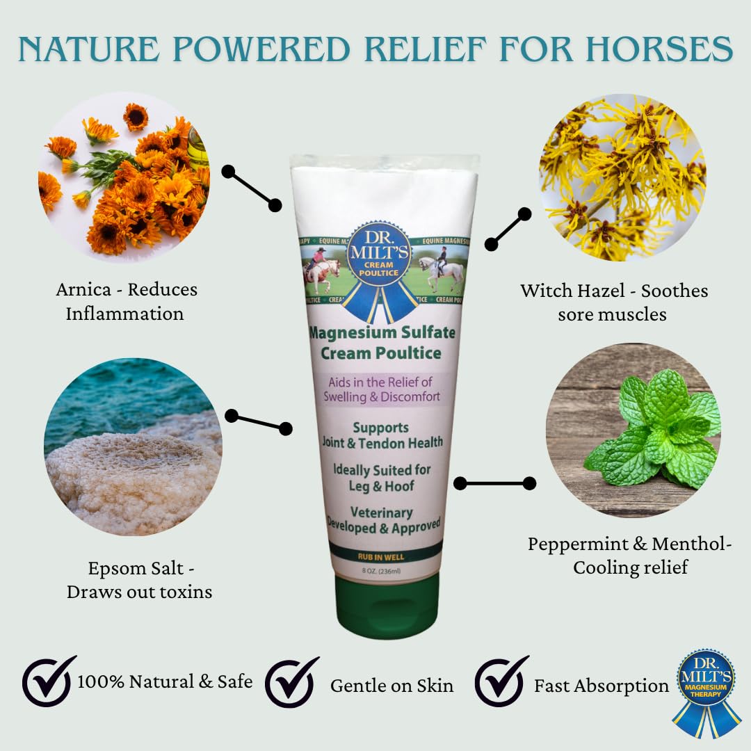 Dr. Milt's Horse Topical Epsom Salt Pain Relief Ointment Rub: Poultice and Liniment Cream. 1-8oz Cream - image 4