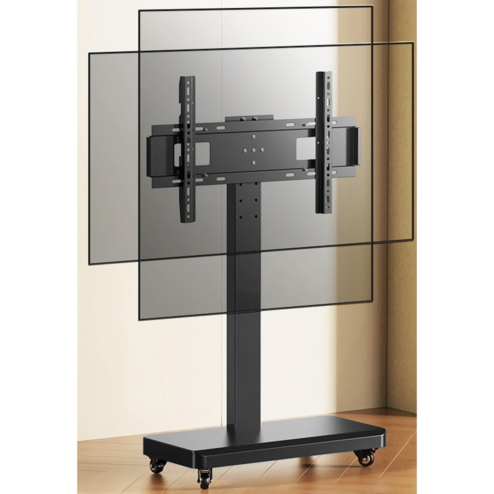 HPTHLY Mobile Tv Cart On Wheels - Portable Floor Tv Stand Holds, For 26-70 In/32-70In Led Flat Screen, Roller Mobile Floor Standing Tv Stand, Horizontal And Vertical Screen(Black-26)