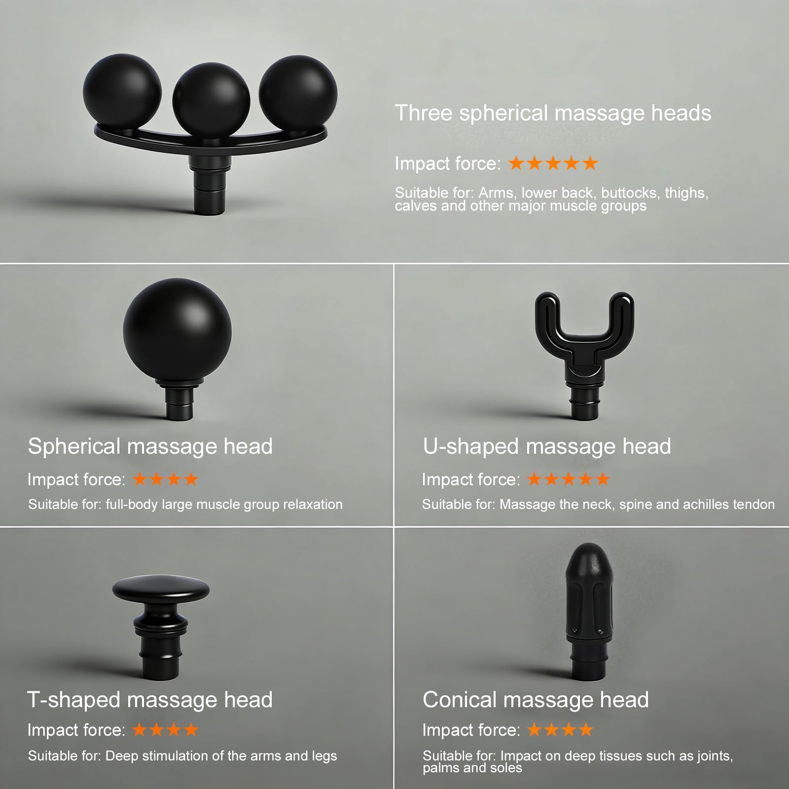 Pistolet de massage avec 9 vitesses, 5 têtes, masseur musculaire avec poignée d'extension, pistolet de massage des tissus profonds pour homme et femme, outil de massage pour détendre les