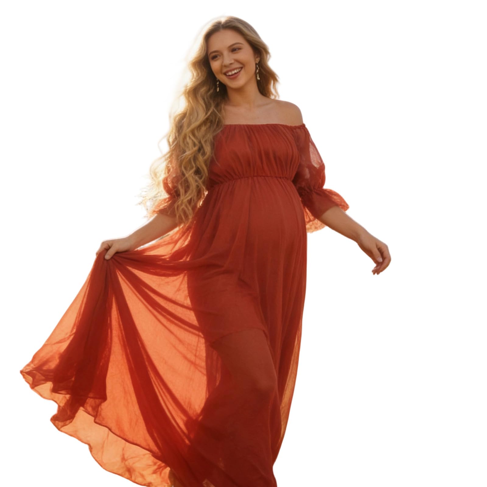 Vestito comodo di lunghezza del pavimento di colore del vestito di maternità del poliestere per uso quotidiano e l'abito di maternità della spalla di occasione speciale fuori