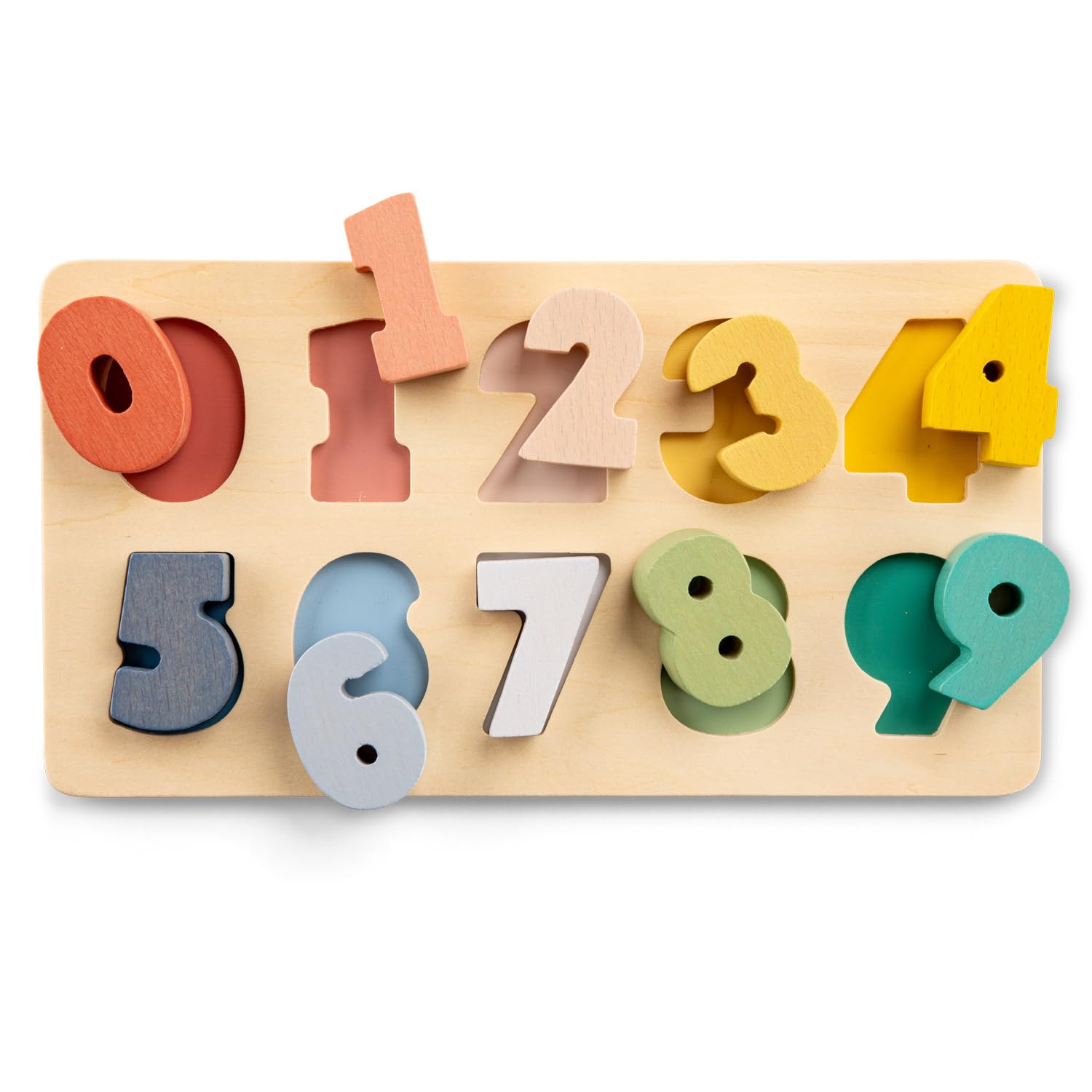 Woet Wooden Number Puzzle, Colorful 0-9 Learn to Count Toy for Toddlers 24 Months+, FSC Montessori Preschool Learning Board - Image 2