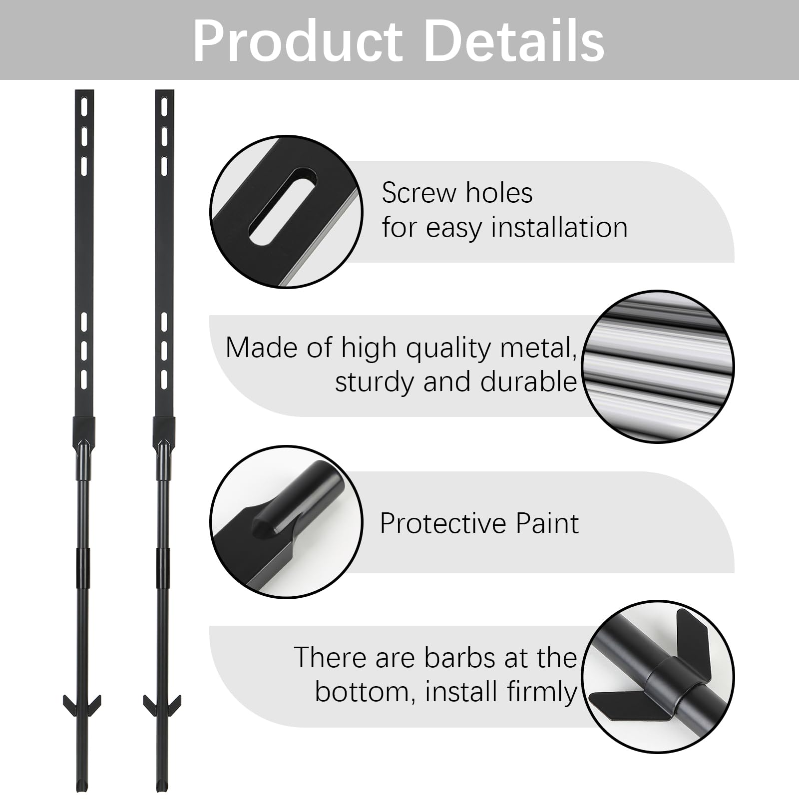 Andchi 2pcs Yard Sign Stakes Outdoor Signage Mount Stand DIY Signs Mounting Accessories (Black, 4 Feet) - Image 4