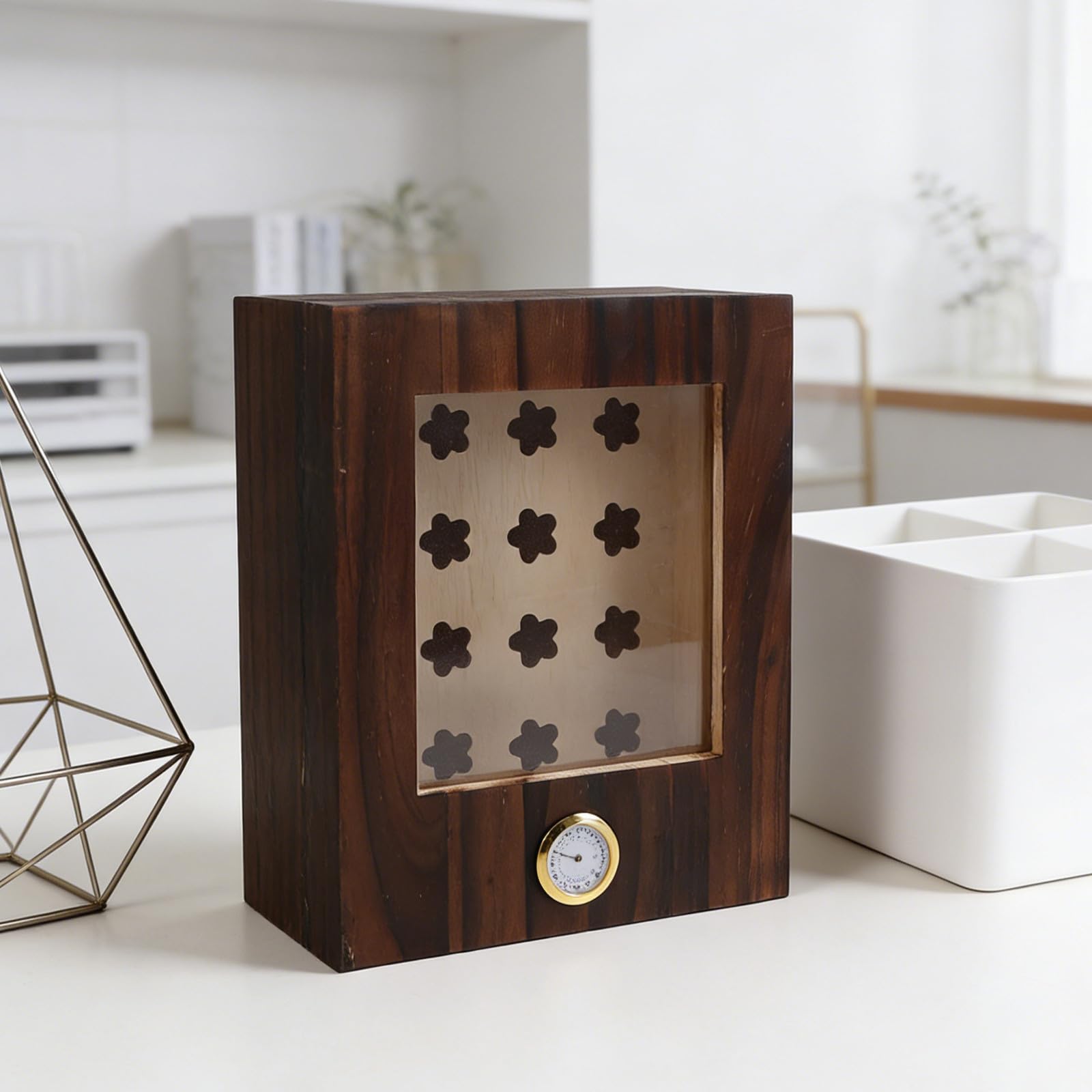 Humidor con Divisore Interno per Sigari in Legno con Igrometro e Umidificatore Portatile, Doppio Strato e Conservazione Organizzata per Uso Viaggio