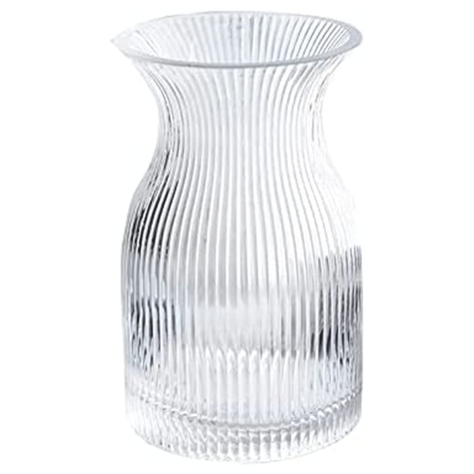 Ngdfgr D Fashion Modern Vase Glass Artificial Polishing Smooth An Roun Flower Vases Transparent Stripe The Vase Clear An Translucent Ecoration (D),