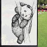 Animal Frosted Window Film Frosted Glass Film,Little Panda Bear on Tree Branch Fury Tropical Jungle