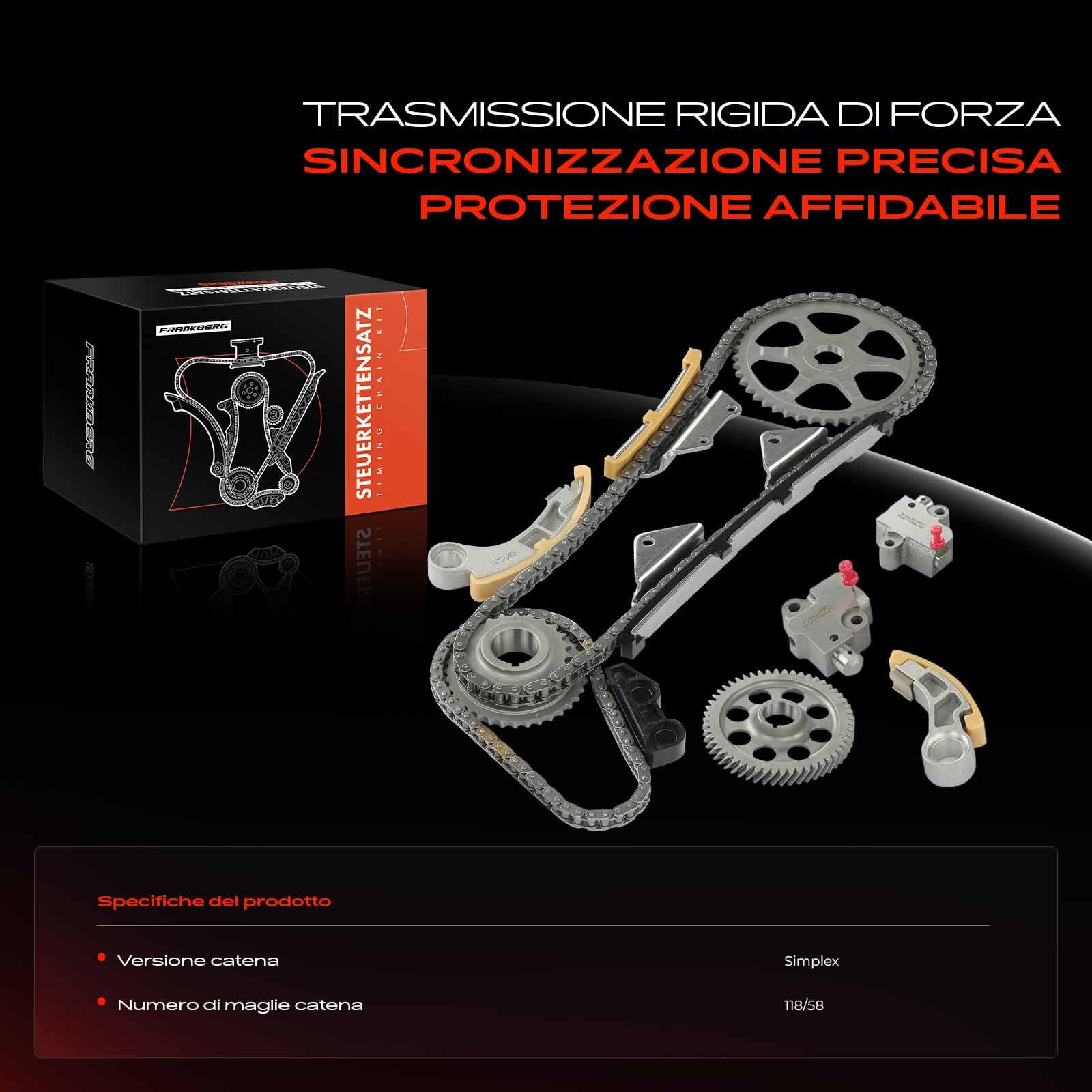 Frankberg Catene di distribuzione Compatibile con CR-V III RE 2.2i-CTDi 4WD CR-V II RD 2.2 CTDi Civic VIII Hatchback FK FN 2.2 CTDi FR-V BE 2.2i-CTDi Accord VII Tourer CM CN 2.2i-CTDi 14410RBDE01