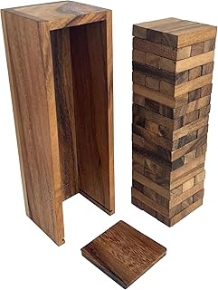 DxZephious Walnut Wooden Tumbling Tower Game- Ideal for Party, Building, Camping, Outdoor Games for Adults, Classic Stacki...