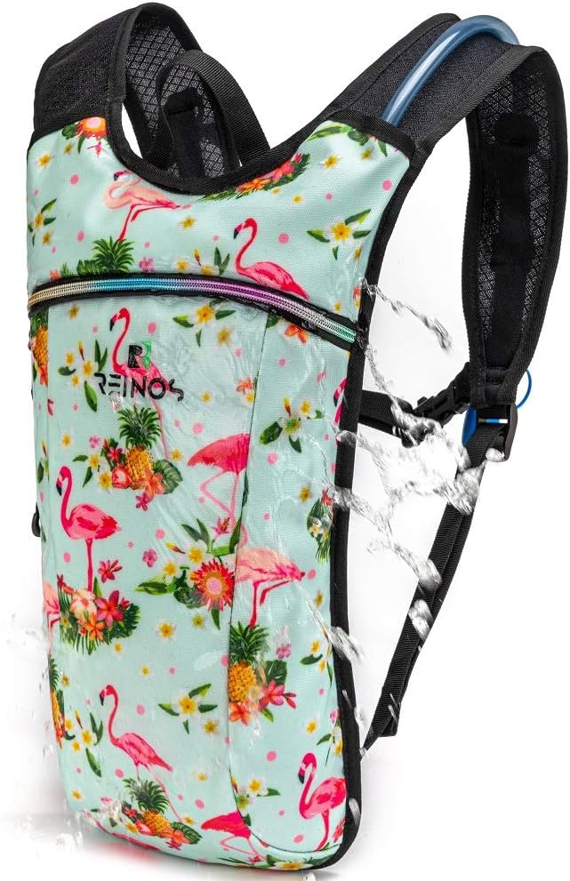 REINOS Hydration Backpack - Light Water Pack - 2L Water Bladder Included for Running, Hiking, Biking, Festivals, Raves