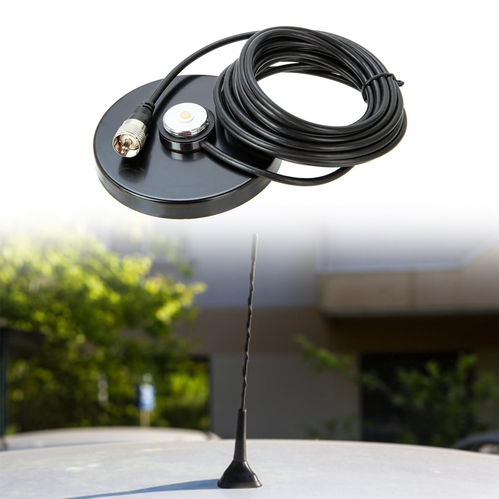 Aggiornamenti Base per antenne magnetiche da 12 cm Base aspirazione per antenne con Cavo coassiale RG58 da 5 M Miglioramento della Radio Mobile per Supporto QYT TYT