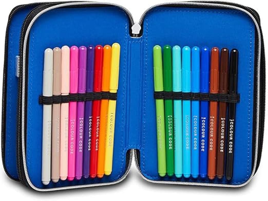 Astuccio scuola Seven Atalanta - 3 piani completo di cancelleria per bambino + portachiave