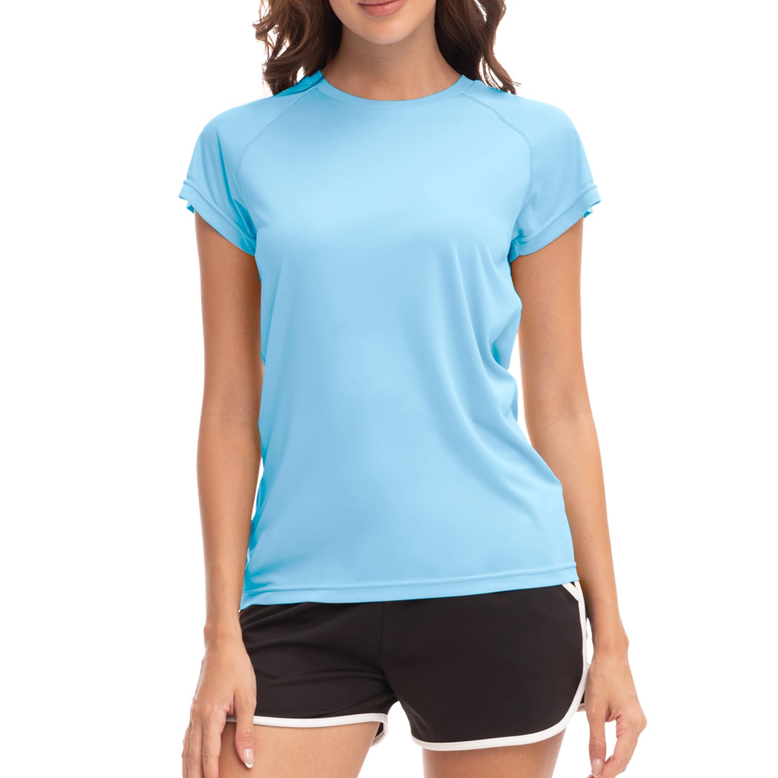 MEETWEE kurz & Lang Damen Surf Shirt Rash Guard UV Shirts Schwimmen Tankini UPF 50+ Kurzarm Badeshirt Bademode Shirt