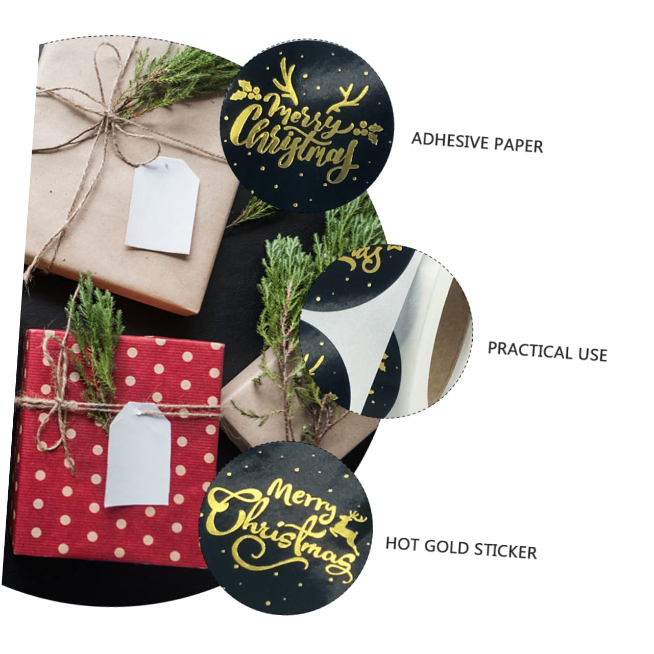 Operitacx 6 Adesivi Natalizi in Oro Caldo Etichette Per Etichette Per Confezioni Regalo Adesivo Del Sacchetto Di Imballaggio Per Buste Carta Autoadesiva Foca Applique