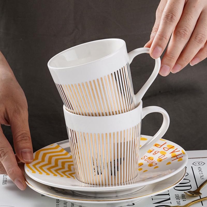 Tazze Caffe Tazze Bicchieri for la casa Tazza anamorfica in ceramica creativa Tazze da caffè Set da tè Regalo interessante Tazzine Caffe(Color:Crane Gold-01)