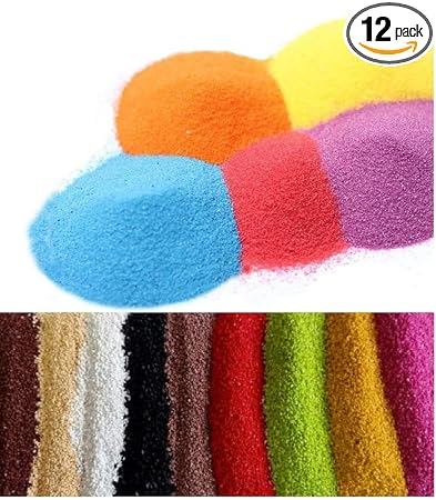 Quantum Retail - (12 Colors X 150 Grams Each= Total 1800 Grams) Sugar Size Multi Colour Crystal Sand for Home and Garden Decor, Aquarium Substrate, Terrarium
