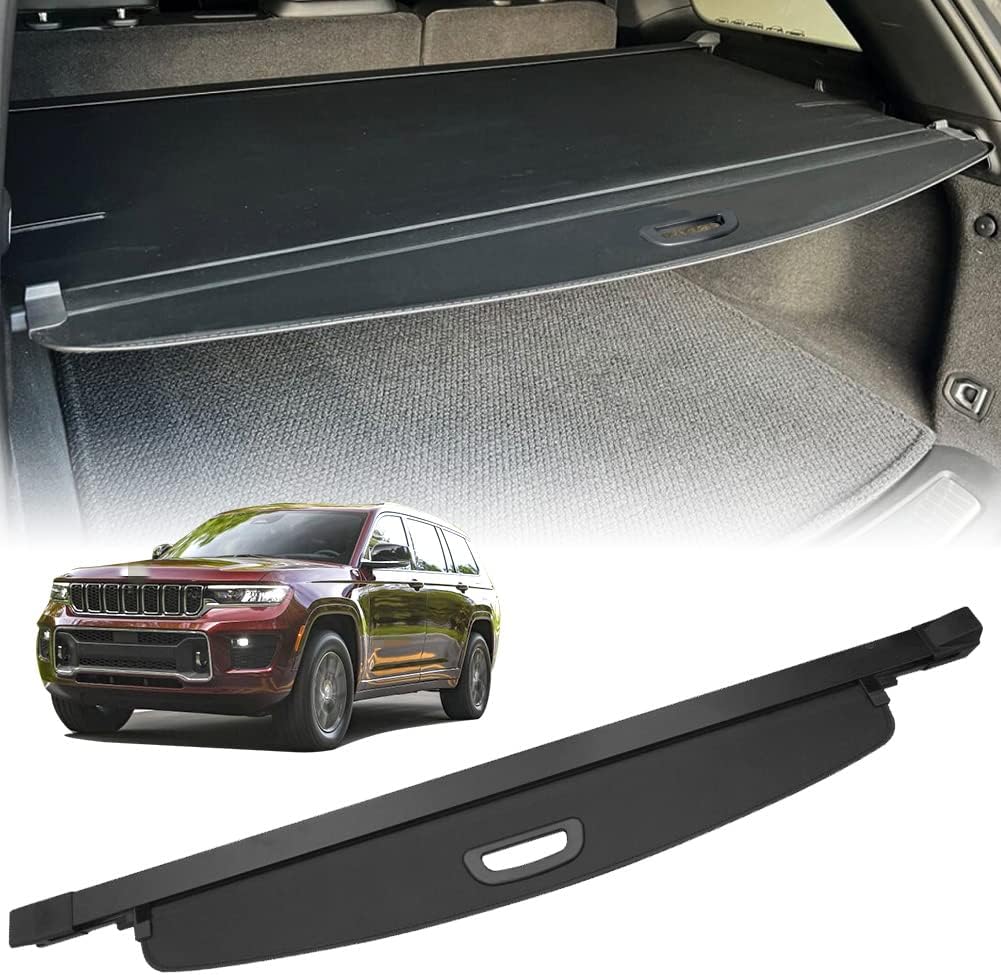 Compatible with All-New 2022-2025 Jeep Grand Cherokee(2 Row; WL) 4XE Rear Cargo Security Shade Cover Privacy Screen Retractable Rear Storage Tonneau Cargo Cover Luggage Security Shield Shade 2022-2025 Grand Cherokee(Two Row, WL)