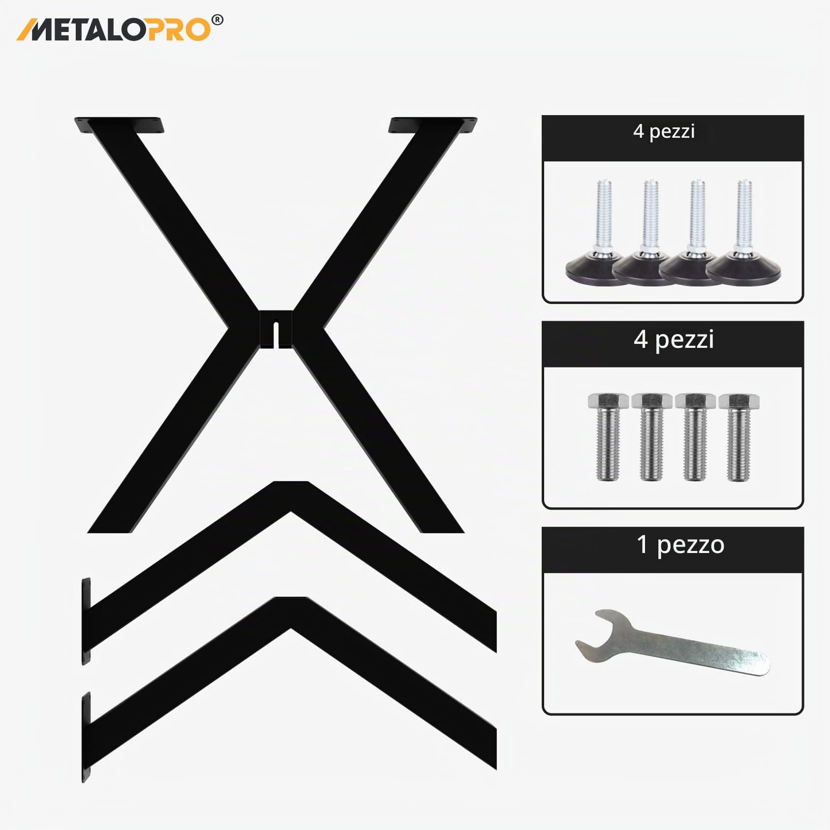 Gambe per Tavolo da Pranzo in Acciaio, Gambe per Scrivania, Mobili, Tavoli, Cavalletto Nero per Tavoli, Piedi per Tavolo in Ferro, Guide per Tavolo di Vetro, Stile Moderno – 70x70x72 cm | Metallo Di Alta Qualità, Ideale Per Sala Da Pranzo E Ufficio, Monta