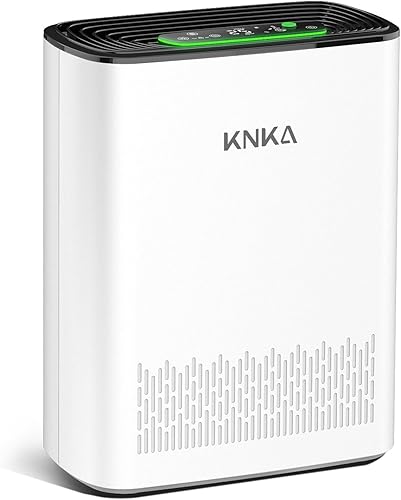 KNKA Purificador de aire para el dormitorio del hogar, filtro de aire True HEPA con prefiltro lavable, pantalla AQI, modo turbo para mascotas,