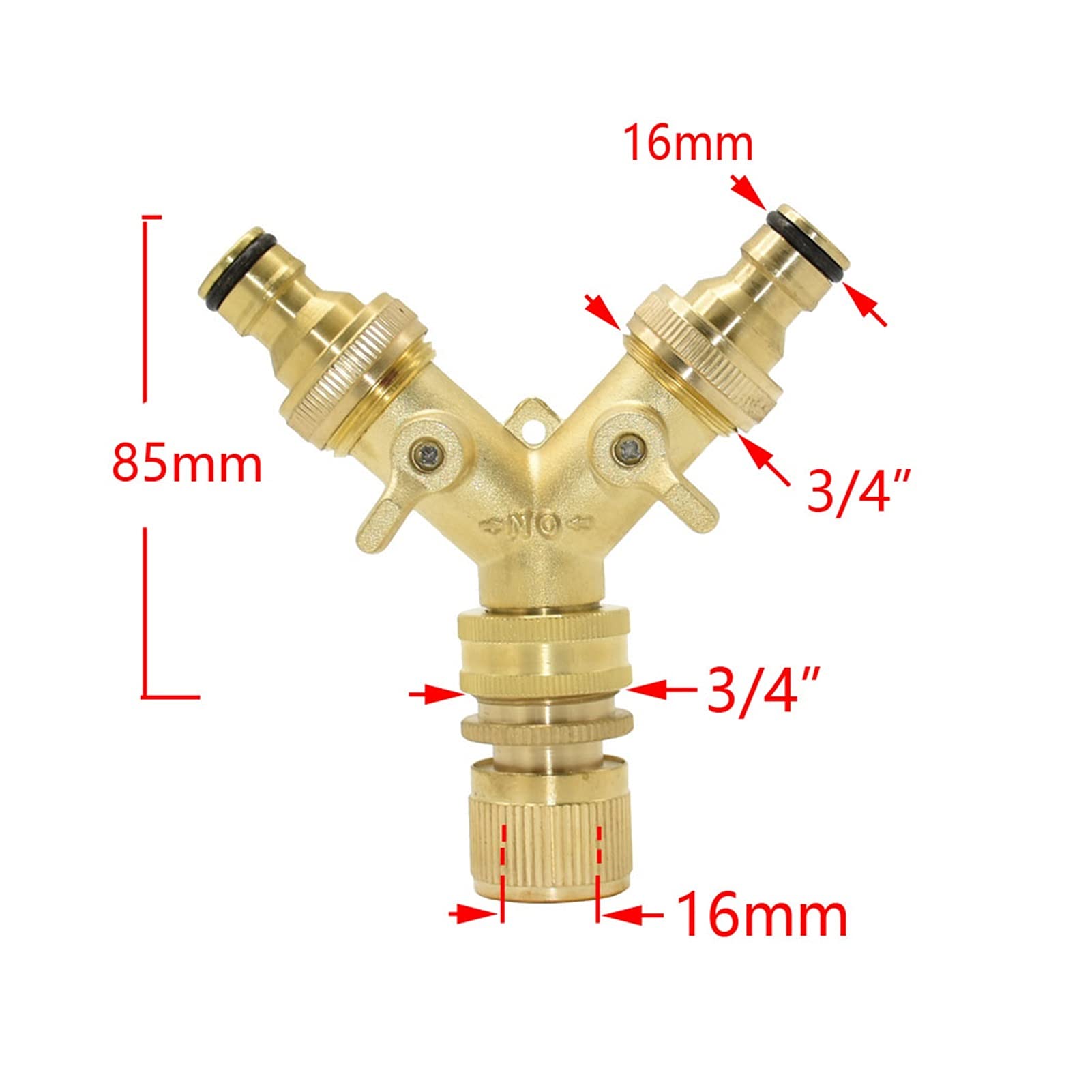 connettore Tubo Flessibile Ottone da 3/4 a 5/8 3/4 "Y Valvola di irrigazione a 2 Porte Giardino Tap Acqua Scaldabagno Giardino Connettore rapido 1 Pezzo(C)