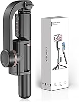 Vista 1 de Estabilizador cardán para smartphone con palo selfie extensible y trípode, control remoto multifunción de 1 eje rotación automática de 360