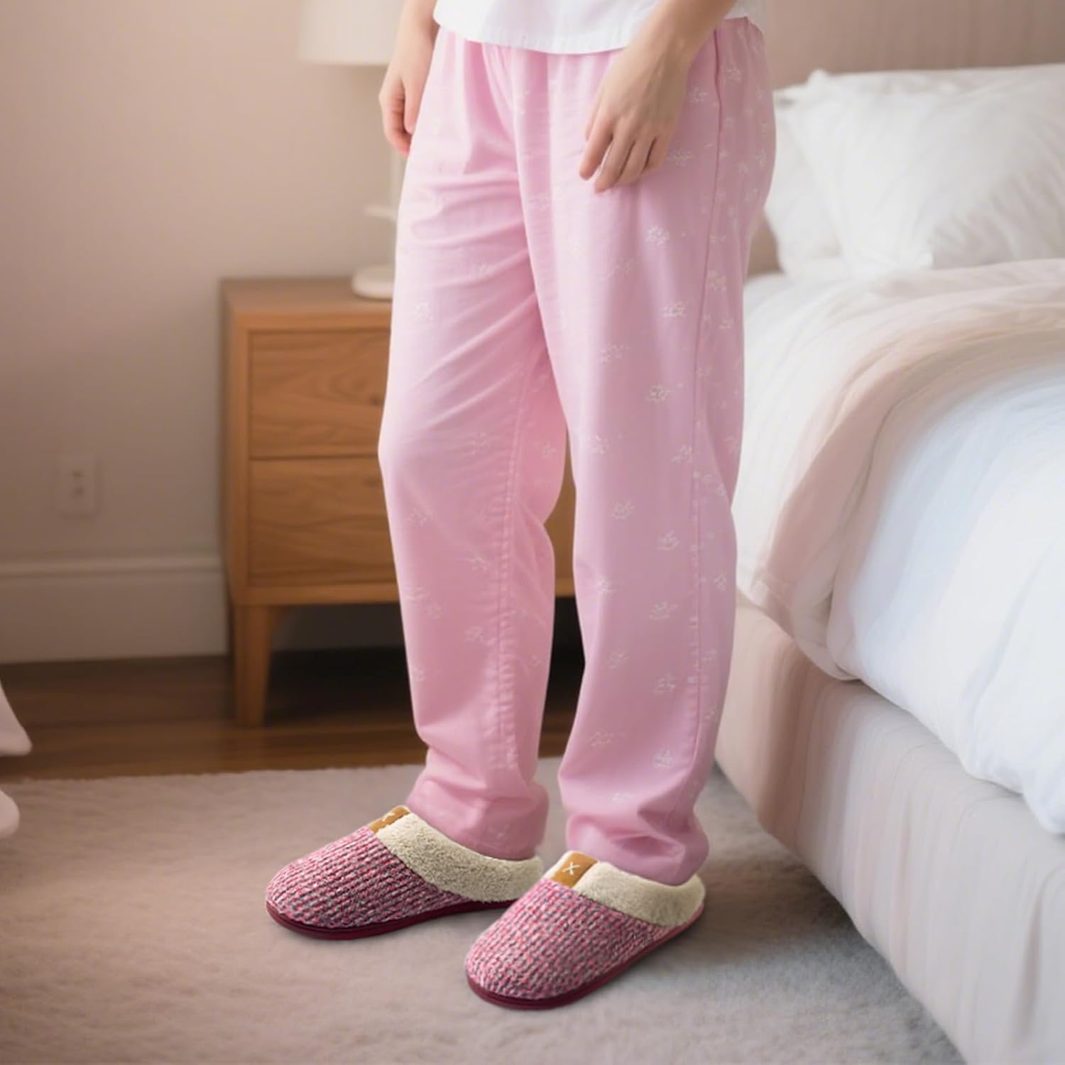 ULTRAIDEAS Women's Indoor Bedroom Slipper with Memory Foam, Gift for Women, Wool-Like House Shoe with Anti-Skid Rubber Sole for Ladies - Image 6