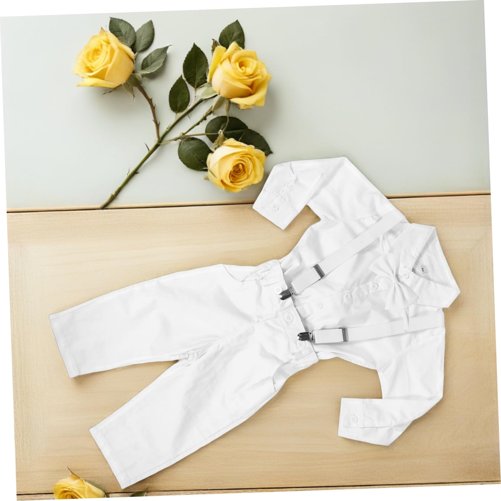 de Manga Larga con Pajarita y Tirantes Pantalones para Ropa de Boda y Celebraciones