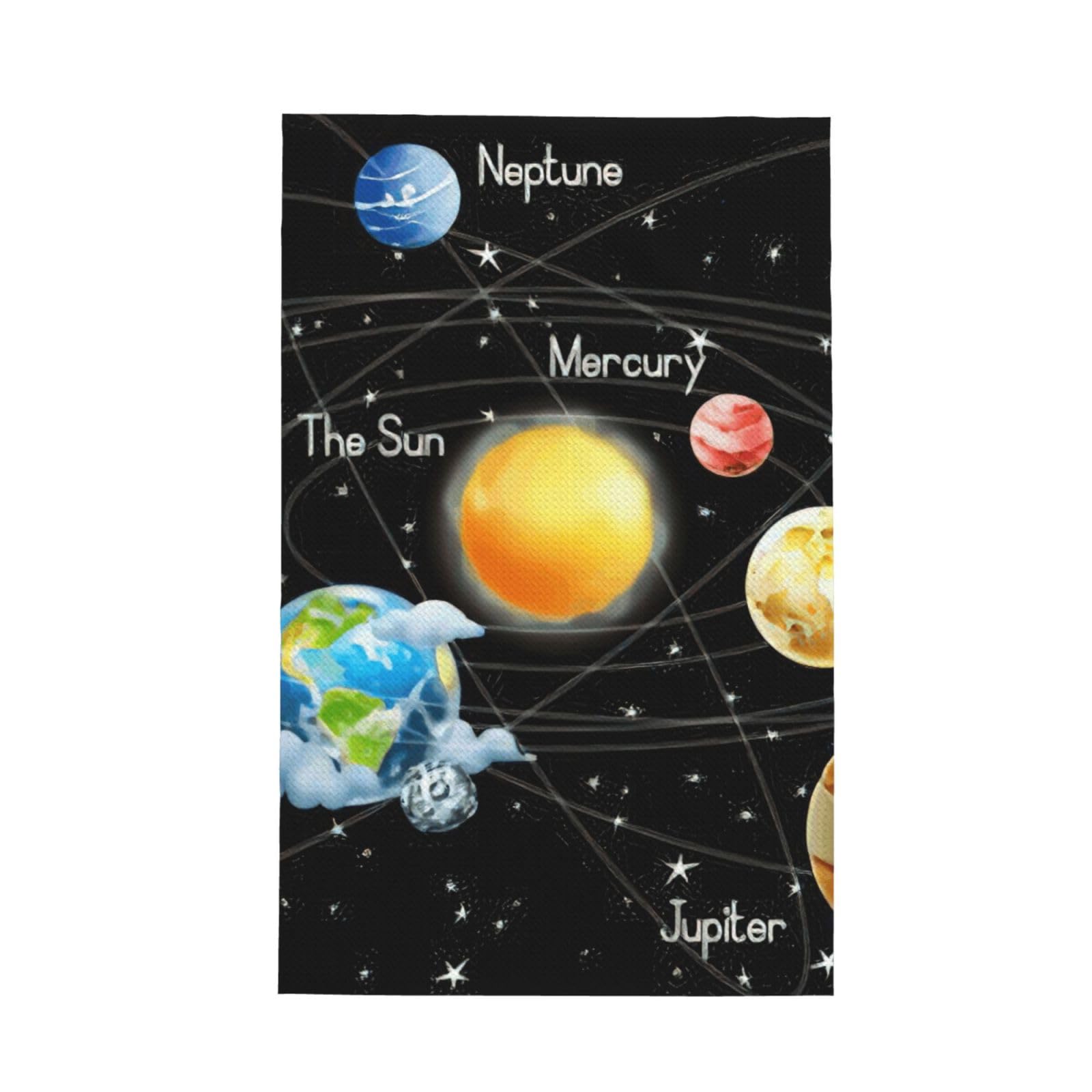 CKGODGF Planets Stars And Milky Way Galaxy Print Absorbent Waffle Dishcloths,Kitchen Towels With Hanging Loops,Tea Towels.