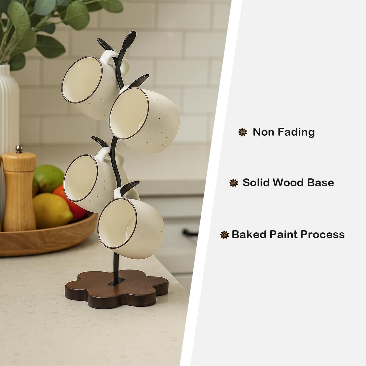 Amazon.com: Bellglee Mug Tree for Coffee Cups  Rustic Mug Holder Stand  with 4 Hooks, Countertop Cup Rack for Coffee Bar & Kitchen Organization :  Home & Kitchen
