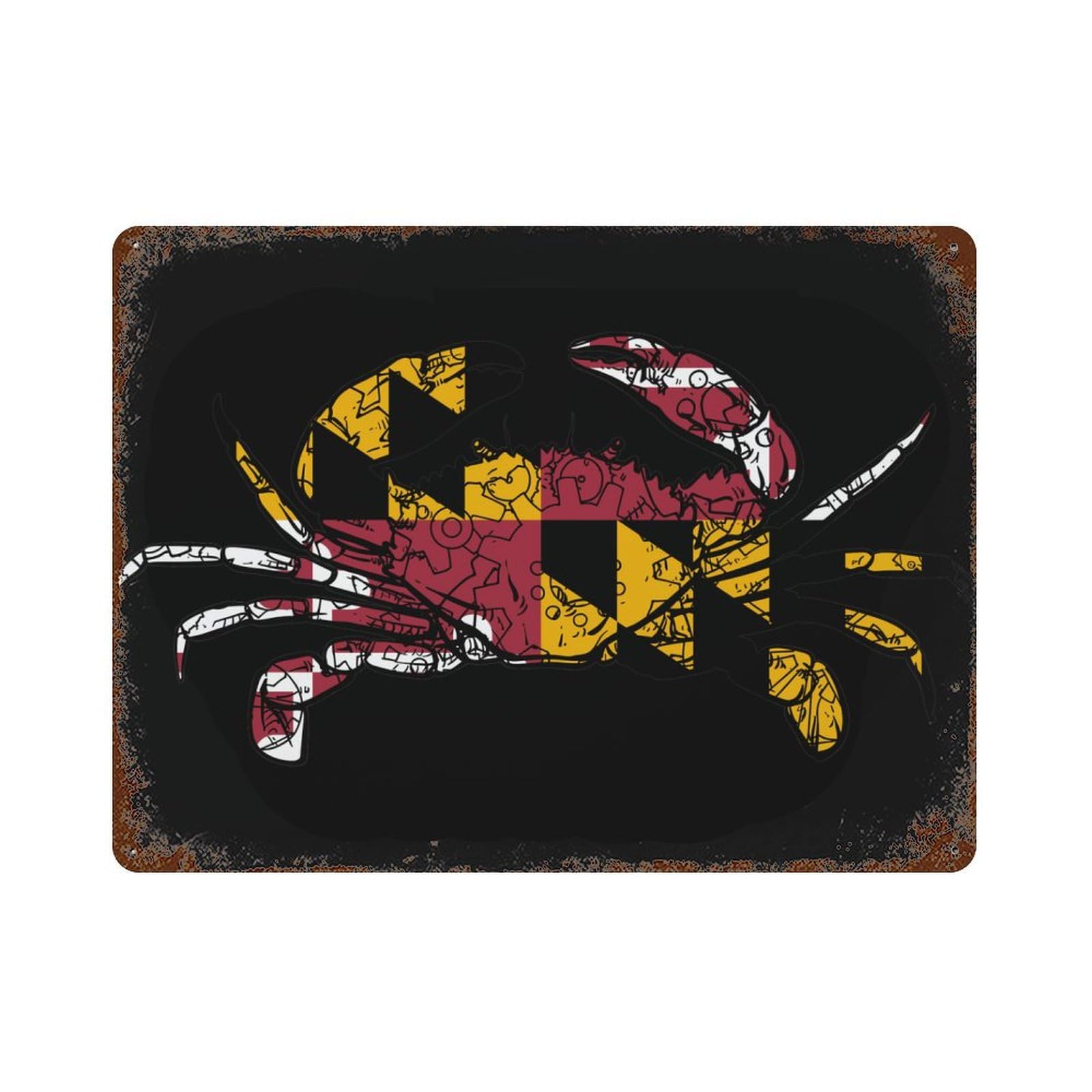 KWQDOZF Maryland Chesapeake Bay Blue Crabs 3 Theme Metal Tin Sign,Vintage Iron Hanging Plate Horizontal with Rust Poster Wall Decor 12x16inch