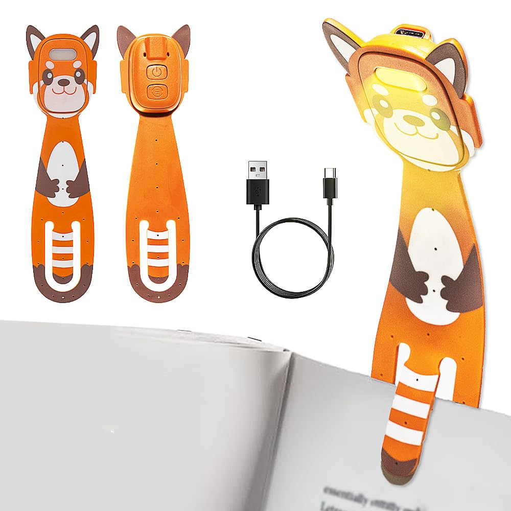 Hojalis Leselampe Buch Klemme, 2 in 1 Lesezeichen Buch Licht, 3 Farbmodi & 5 Dimmbaren Helligkeiten LED Clip on Leselampe, 7 Leds Kinder Und Erwachsene Buchlampe, Geschenk Für Leser (Orange)