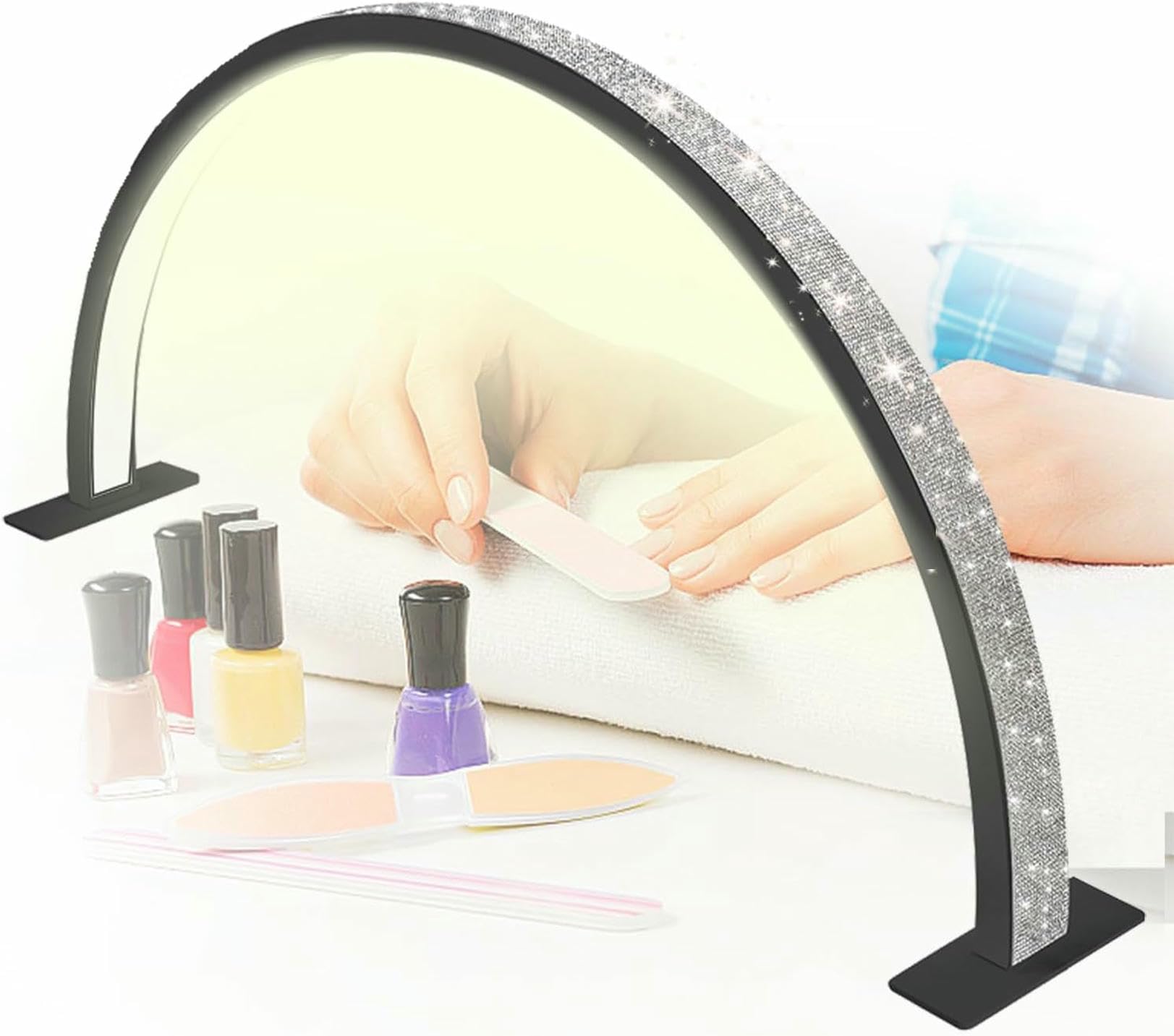 Lampe de bureau à ongles demi-lune anti ombre pour pose de cils précise