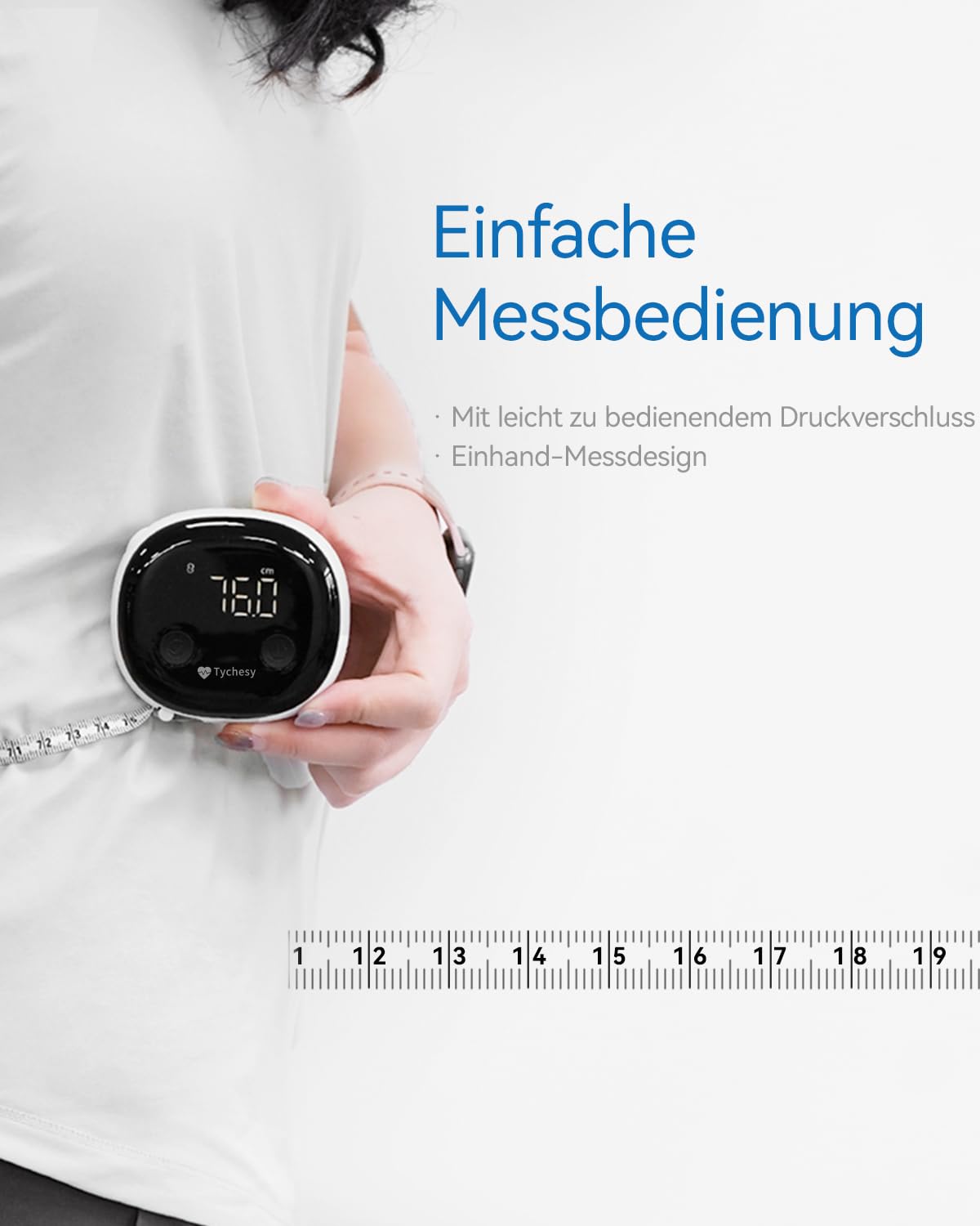 Smart Körpermaßband, Bluetooth Digitales Maßband Körper mit App für Messen der Körperumfänge von Bizeps, Brust, Hüfte, Waden, Oberschenkel und Hals, Körpermassband mit LED-Klardisplay, 150CM