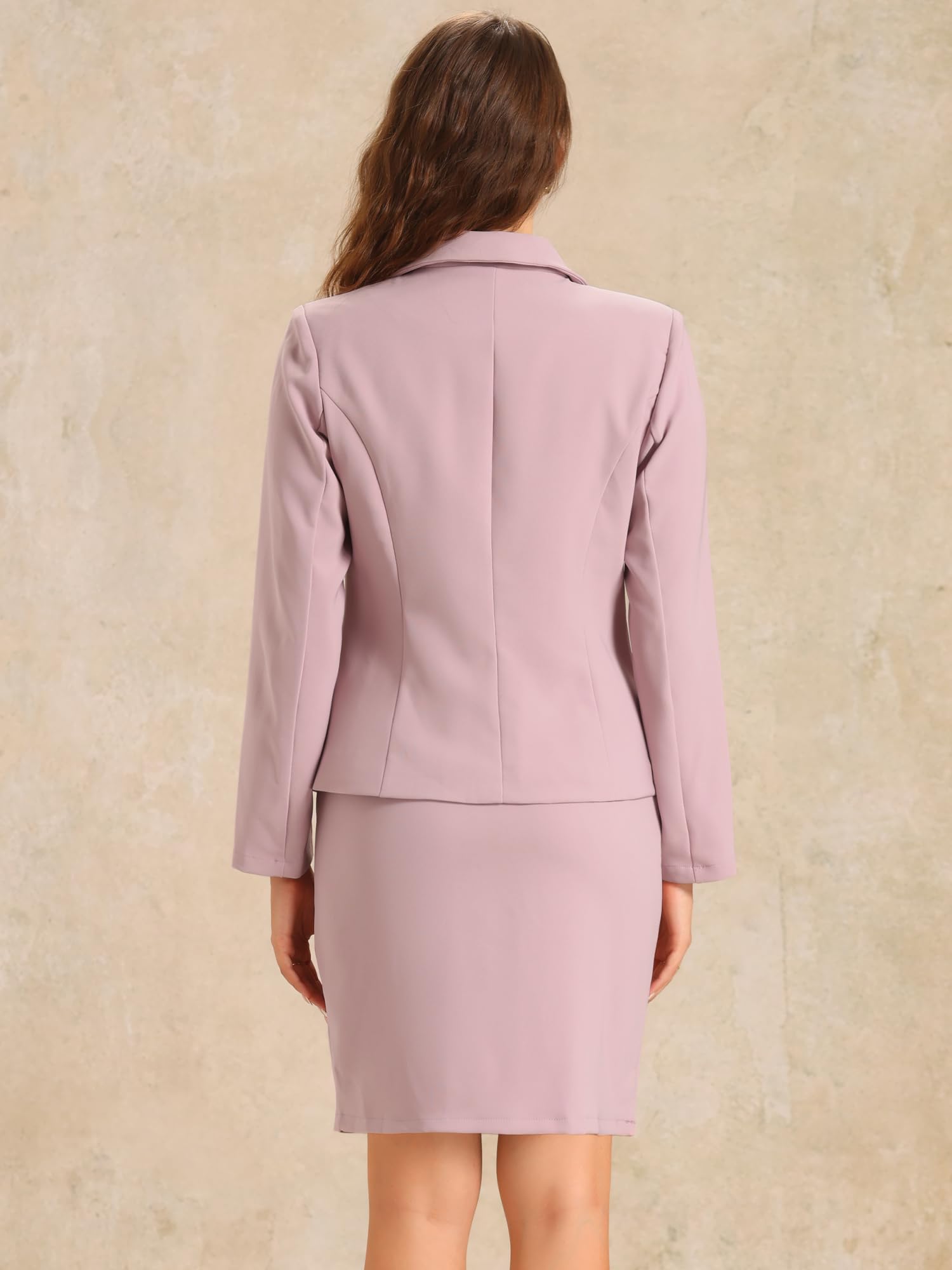 Allegra K Ensemble jupe 2 pièces pour femme, blazer d'affaires et jupe crayon | Lot de 2 blazers à manches longues et col boutonné pour le travail de bureau, les entretiens, l'église