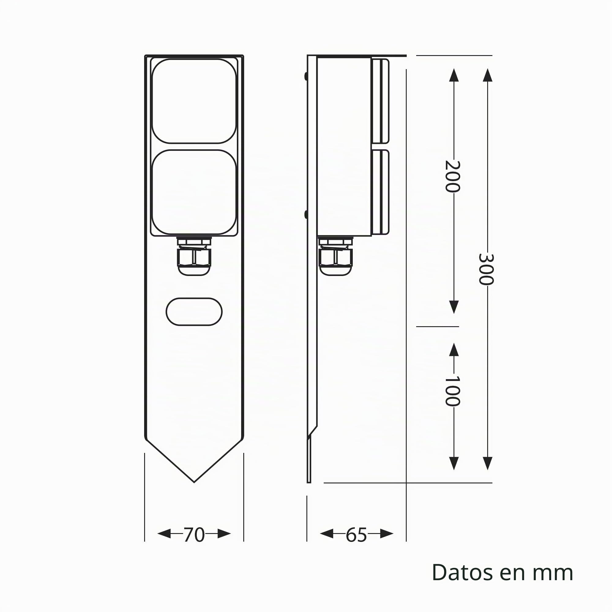 ledscom.de Columna de enchufes para jardín PIWI (3 Unidades) con estaca para el Suelo, para Exterior, IP44, Doble, Acero Inoxidable, Negro, Cuadrada, 30 cm