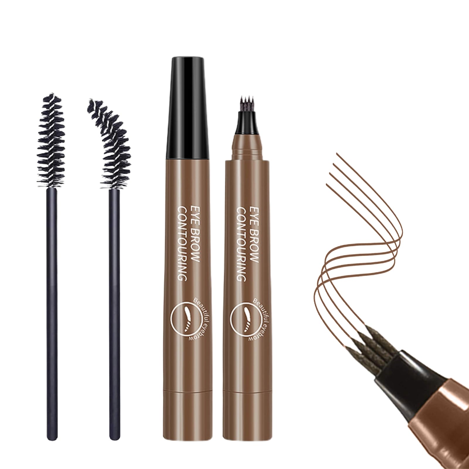 Lapiz Cejas Microblading, Lápiz de Tatuaje Para Cejas, Lápiz de Cejas de 4 Puntos, Lápiz de Cejas Resistente Al Agua, Lápiz de Cejas Líquido, Lápiz Para Tatuaje de Cejas, Cepillo Para Máscaras