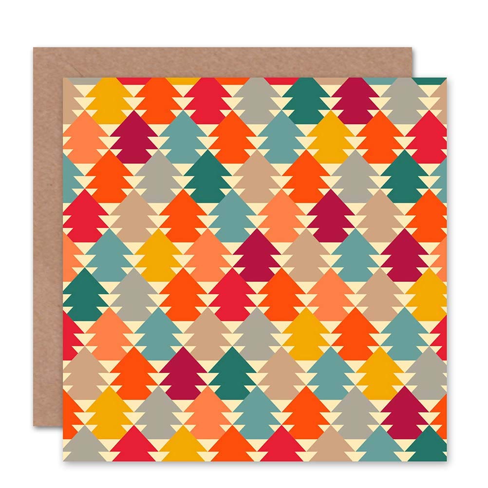 Wee Blue Coo TREES COLOURED PATTERN BLANK GREETINGS BIRTHDAY CARD ART