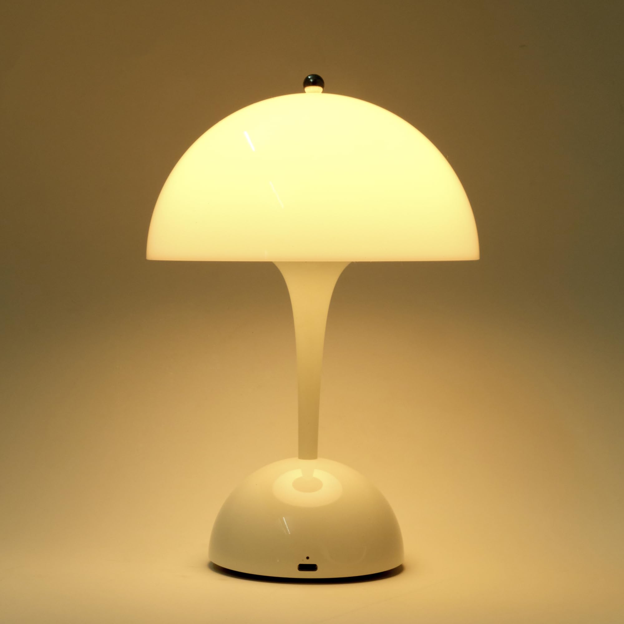 LED Tischlampe | Stil 24cm | Pilzlampe Akku Nachttischlampe, Schreibtischlampe Dimmbar, Warmweiß 2700K, Touch-Dimmer, IP44, kabellose Design Tischleuchte für Wohnzimmer, Büro, Balkon Terasse