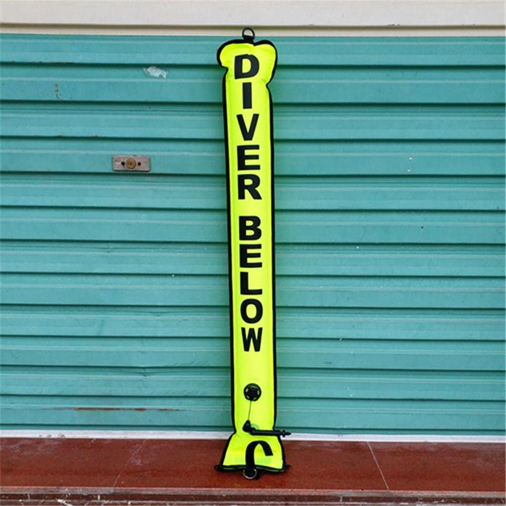 Professional Scuba Diving Surface Marker Buoy SMB ''Diver Below'' Tube with Oral Inflator,