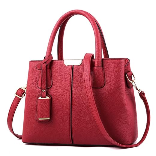 Bolsa Feminina Couro Plutônio Bolsa de Ombro, Bolsas De MãO E Ombro Femininas, Bolsas femininas Bolsas de ombro grandes femininas de couro PU (Claret)