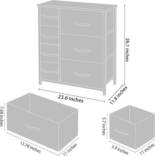 Miniatura 3 de AZL1 Life Concept Torre de almacenamiento vertical para cómoda, marco de acero, parte superior de madera, cubos de tela fáciles de tirar - Unidad