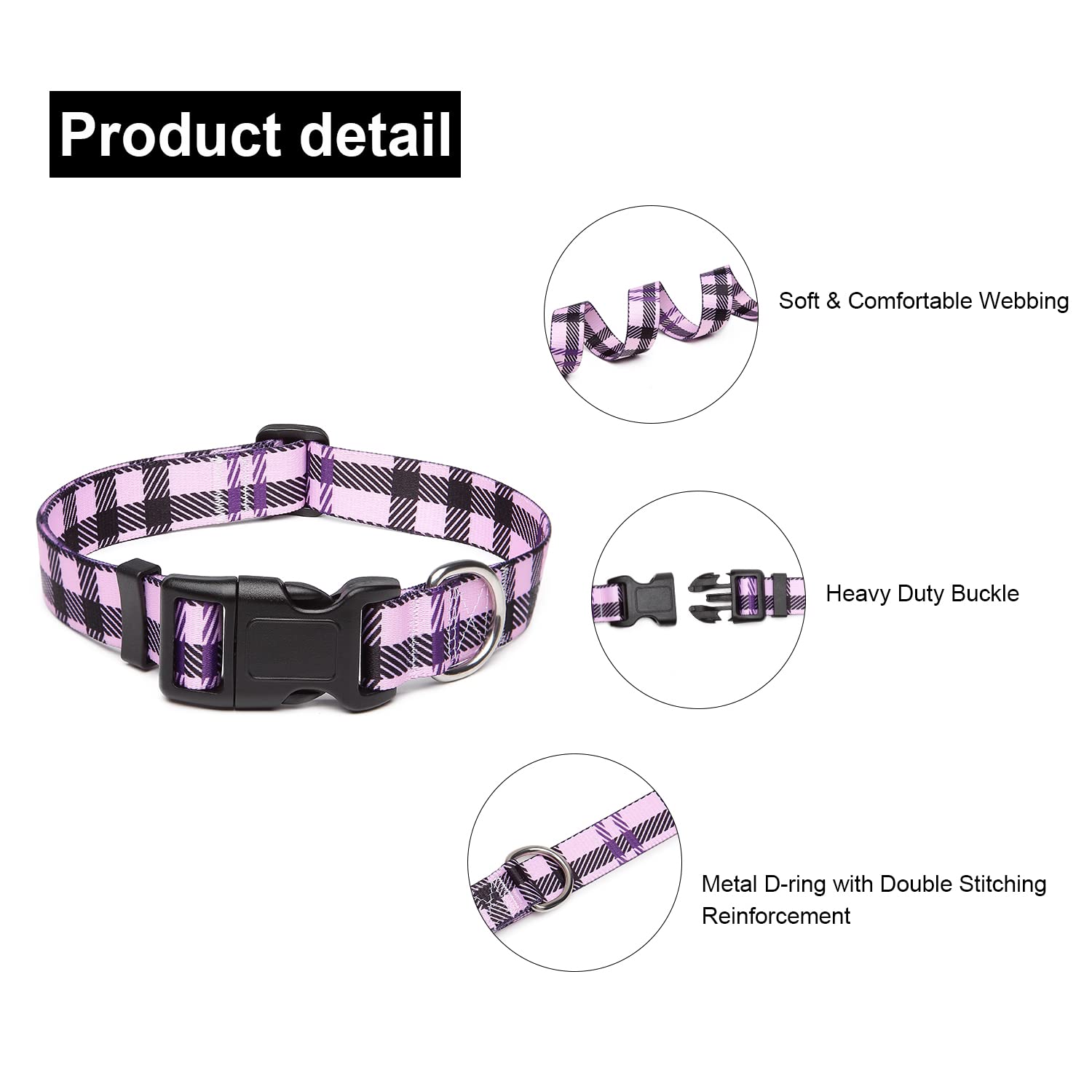 Adjustable Dog Collar with Patterns, Ultra Comfy Soft Nylon Breathable Pet Collar for Small Medium Large Dogs (L, Floral Orange) — view 91