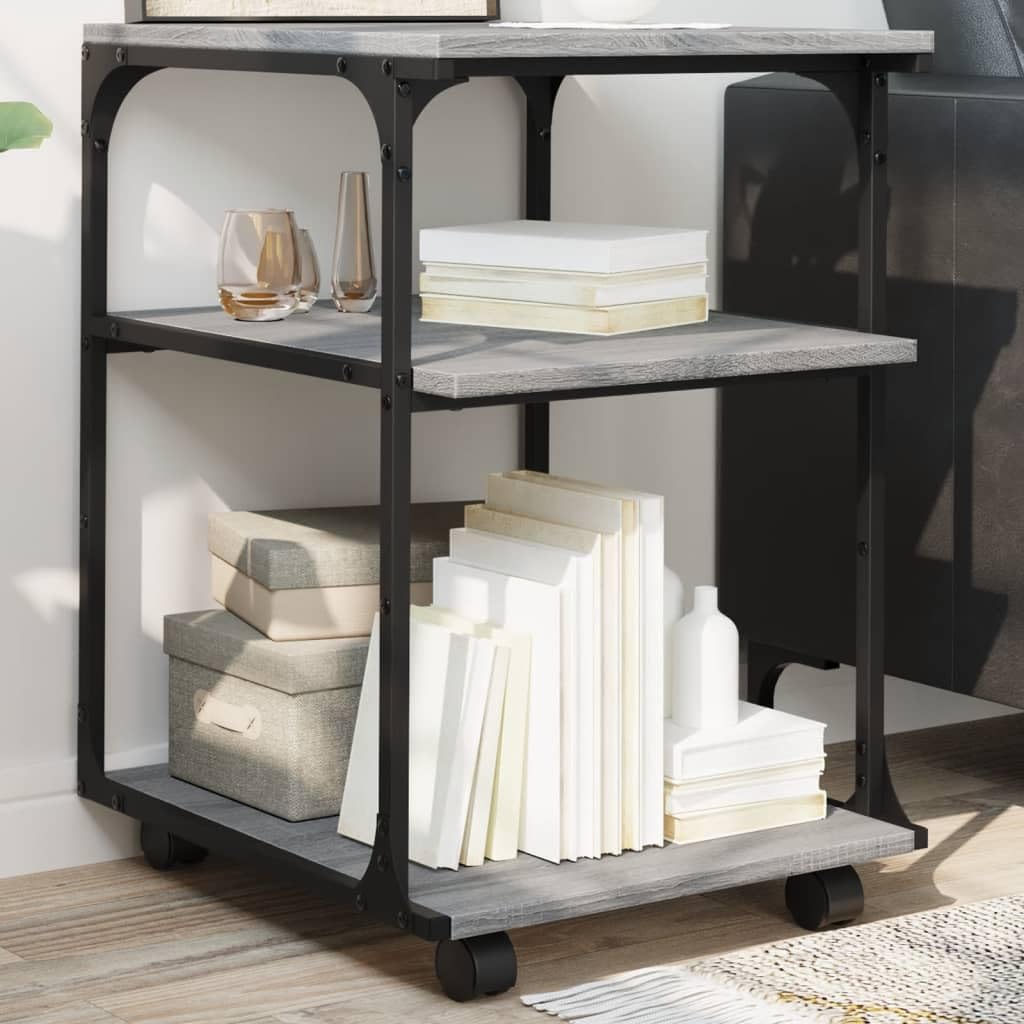vidaXL Soporte de Impresora 3 Niveles Gris Sonoma 43x48x64 cm
