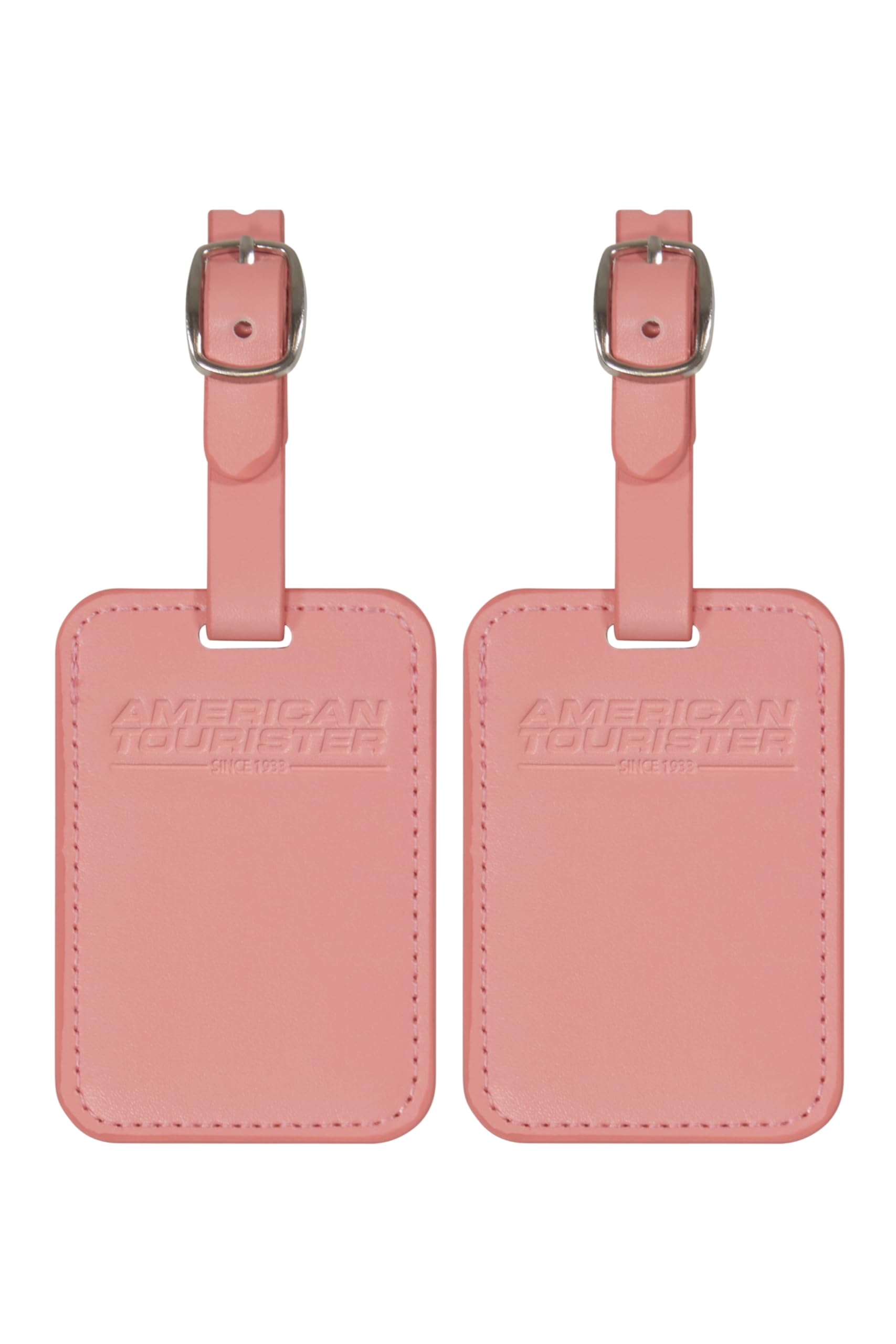 American Tourister Luggage Tags - for suitcases and Bags, with Adjustable Strap, Address Card Included, Set of 2, Solar Pink
