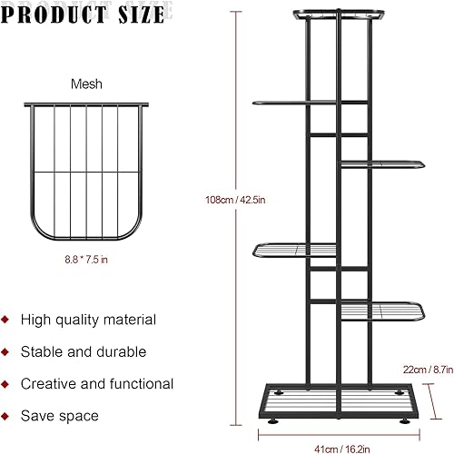Miniatura 2 de ZHAZHADI Soporte de metal para plantas de 6 niveles y 7 macetas, estante múltiple para macetas para interiores y exteriores, estantería para patio,
